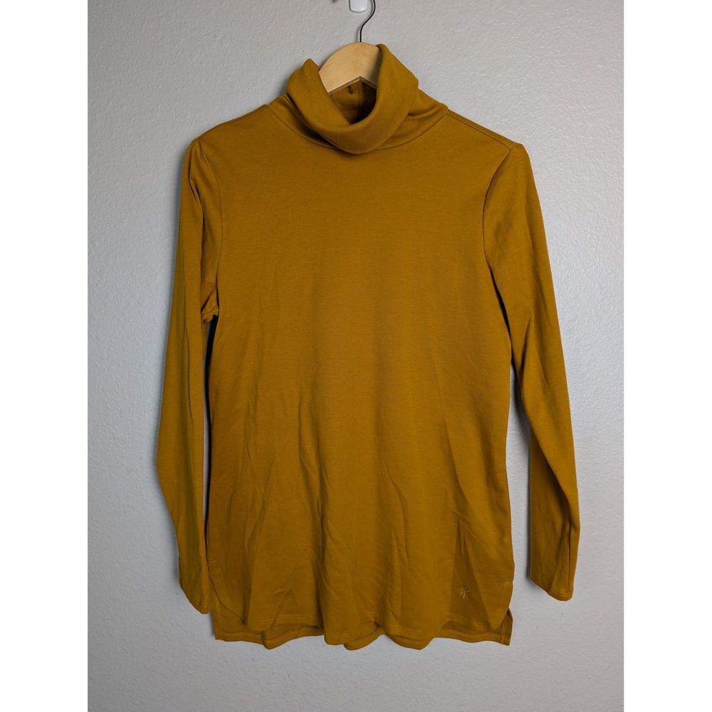 Isaac‎ Mizrahi Live Shirt Womens Medium Yellow Turtleneck Tunic Long Sleeve Top